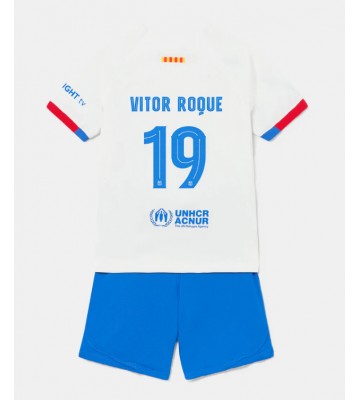 Barcelona Vitor Roque #19 Udebanesæt Børn 2023-24 Kort ærmer (+ korte bukser)